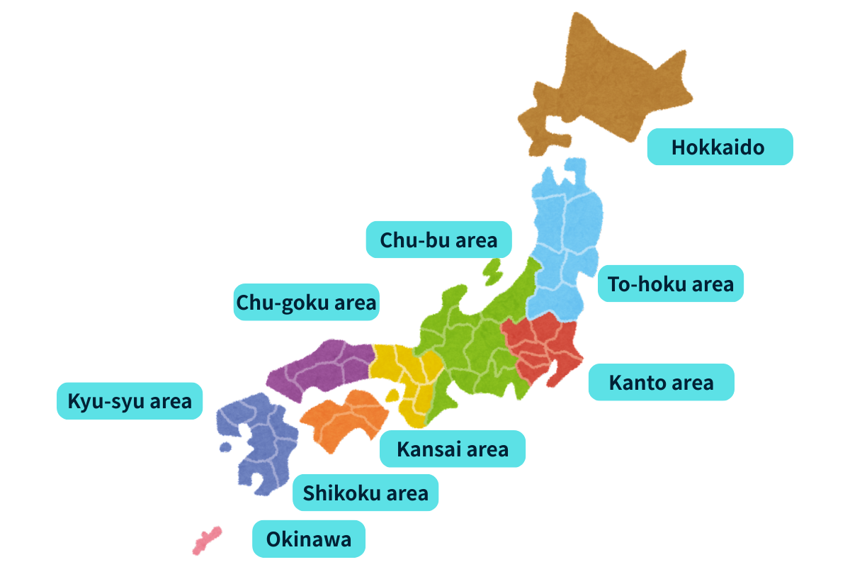 Japan regions map